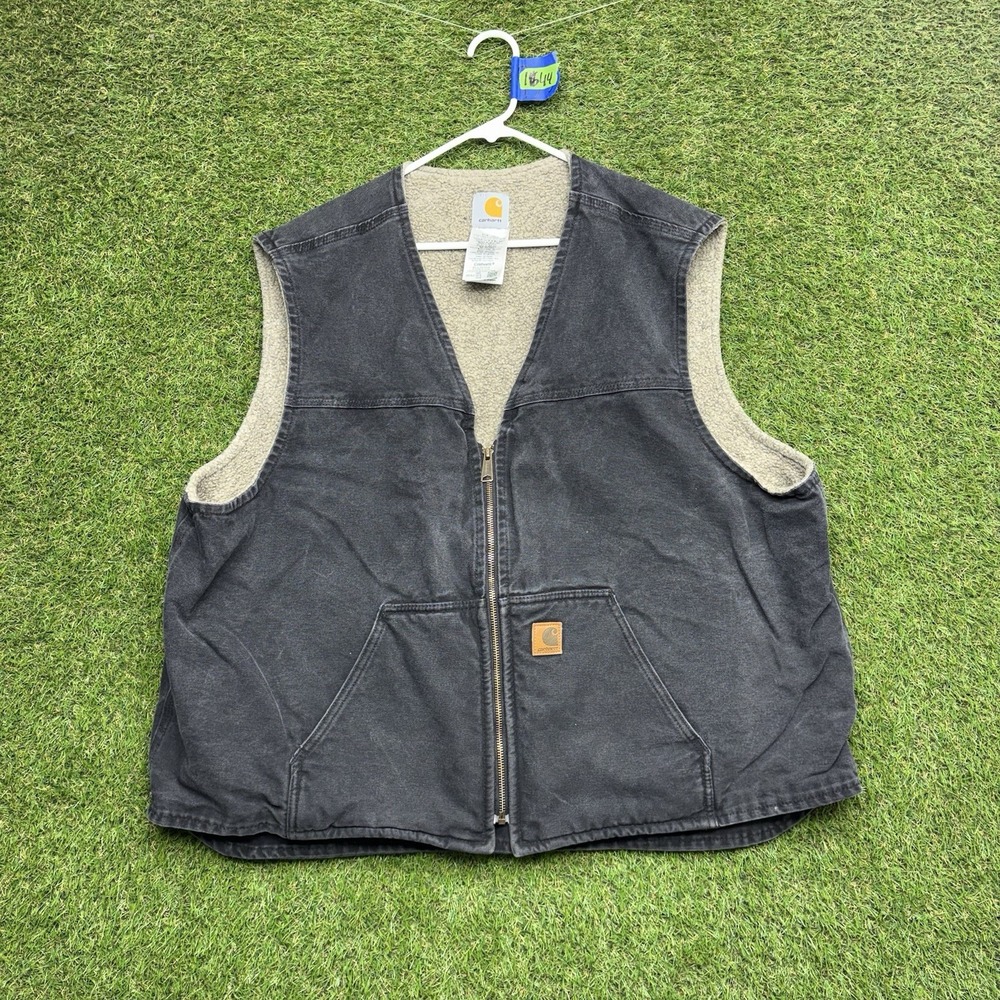 Carhartt Sherpa Lined Duck Vest Mens 3XL Black Workwear Zip Hunting (V28 BLK)